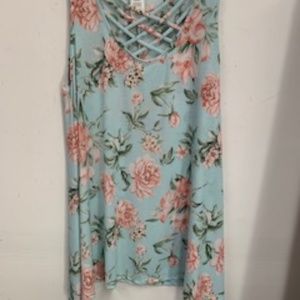 Floral Mint Criss Cross Top Small